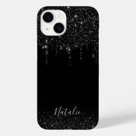 ブラックモダングリッタードライエレガントプ名前をカスタムする Case-Mate iPhone 14ケース