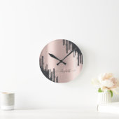 ブラックモダングリッタードリップスバラ金ゴールドモノグラム   ラウンド壁時計 (ホーム)