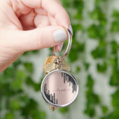 ブラックモダングリッタードリップバラ金ゴールドモノグラム キーホルダー (手)