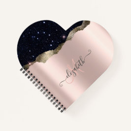 ブラックモダングリッターバラ金ゴールドモノグラム ノートブック