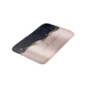 ブラックモダングリッターバラ金ゴールドモノグラム バスマット (アングル)