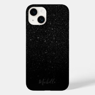 ブラックモダングリッターミニマル名前をカスタムする Case-Mate iPhone 14ケース