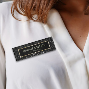 ブラックモダングリッターメイクアップアーティストヘアサロン 名札