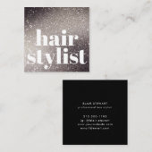ブラックモダングリッター虹色美容師 スクエア名刺 (正面/裏面)