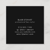 ブラックモダングリッター虹色美容師 スクエア名刺 (裏面)