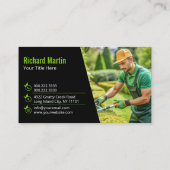 ブラックモダングリーンローンモーイング造園 名刺 (裏面)