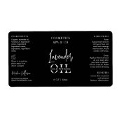 ブラックモダンコスメティックボトルラップのまわりに製品 ラベル (正面)