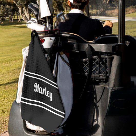 ブラックモダンゴルファークラシックスポーツ名モノグラム ゴルフタオル