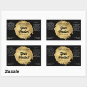 ブラックモダンゴールドフォイルグンジーラグジュアリーシック製品 長方形シール (シート)