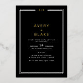 ブラックモダンゴールドフォイル結婚式招待状/エイブリィ 箔招待状 (正面)