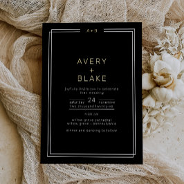 ブラックモダンゴールドフォイル結婚式招待状/エイブリィ 箔招待状