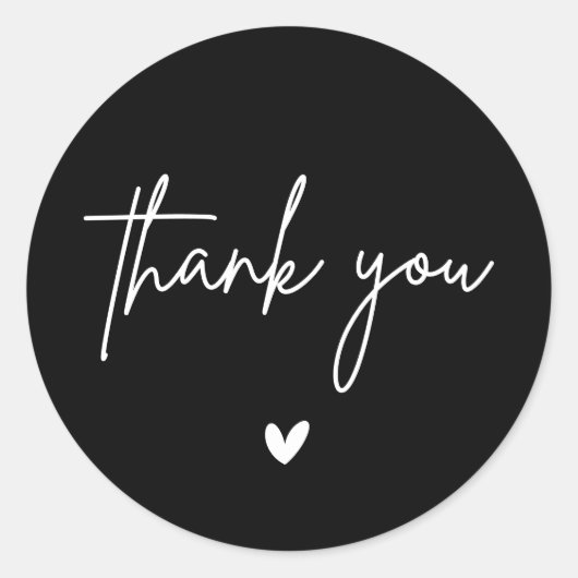 ブラックモダンサンキューモノグラ結婚ムのハート ラウンドシール (正面)