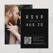 ブラックモダンシックシンプルタイポグラフィQRコード 出欠カード (正面/裏面)