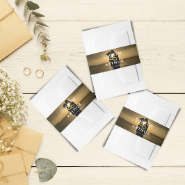 ブラックモダンシックミニマルウルトラ結婚フォト 招待状ベリーバンド