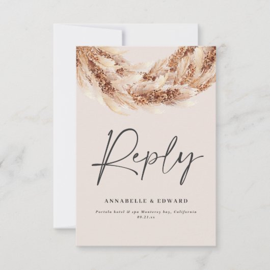 ブラックモダンシック素朴なスパーパスグラスウェディングRSVP 出欠カード (正面)