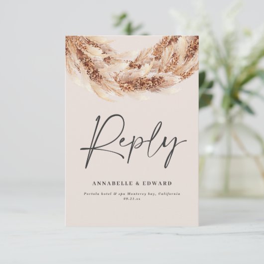 ブラックモダンシック素朴なスパーパスグラスウェディングRSVP 出欠カード (スタンド正面)