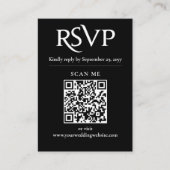 ブラックモダンシックRSVP QRコー結婚ド エンクロージャーカード (正面)