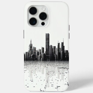 ブラックモダンシティスケープ都市建築 iPhone 15 PRO MAXケース