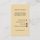 ブラックモダンシャンパン金ゴールドグリッターヘア 名刺 (裏面)