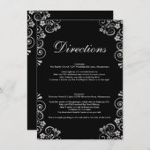 ブラックモダンシルバーの式結婚の指示 エンクロージャーカード (正面/裏面)