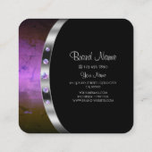 ブラックモダンシルバーパープル、モノグラムダイヤモンド スクエア名刺 (裏面)