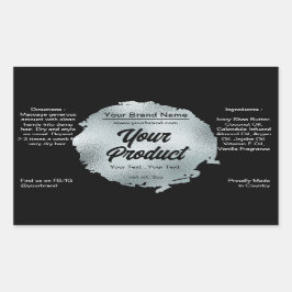 ブラックモダンシルバーフォイルグラマラーラグジュアリーカスタム 長方形シール