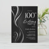 ブラックモダンシルバー100thバースデーパーティー 招待状 (スタンド正面)