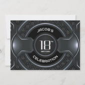 ブラックモダンシルバー18thバースデーパーティー 招待状 (裏面)