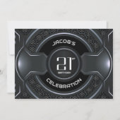 ブラックモダンシルバー21歳の誕生日パーティー 招待状 (裏面)