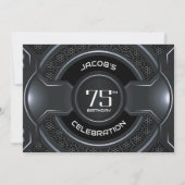 ブラックモダンシルバー75thバースデーパーティー 招待状 (裏面)