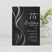 ブラックモダンシルバー75thバースデーパーティー 招待状 (スタンド正面)