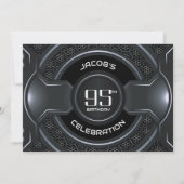 ブラックモダンシルバー95thバースデーパーティー 招待状 (裏面)