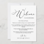 ブラックモダンシンプルのウェルカムレター&旅程 ノートカード (正面)