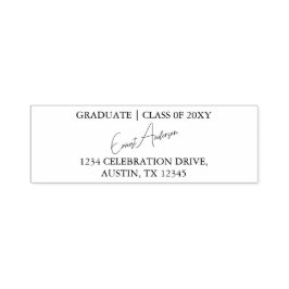 ブラックモダンシンプルシック卒業差出人住所 セルフインキングスタンプ