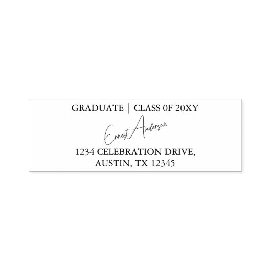 ブラックモダンシンプルシック卒業差出人住所 セルフインキングスタンプ (デザイン)