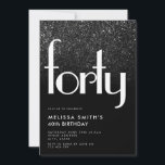 ブラックモダンシンプルシッスタイリッシュク40th Birthday 招待状<br><div class="desc">モダン白黒シンプルスタイリッシュシック40歳の誕生日。グラフィックミニマルデザインとシックタイポグラフィ。</div>
