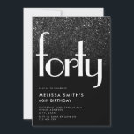 ブラックモダンシンプルシッスタイリッシュク40th Birthday 招待状<br><div class="desc">モダン白黒シンプルスタイリッシュシック40歳の誕生日。グラフィックミニマルデザインとシックタイポグラフィ。</div>