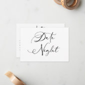 ブラックモダンシンプルスクリプトカップル日付の夜 ノートカード (正面/裏面インサイチュ)