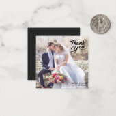 ブラックモダンシンプルフォトハンドレタ感謝していー ノートカード (正面/裏面インサイチュ)