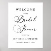 ブラックモダンシンプルブライダルシャワー ポスター (正面)