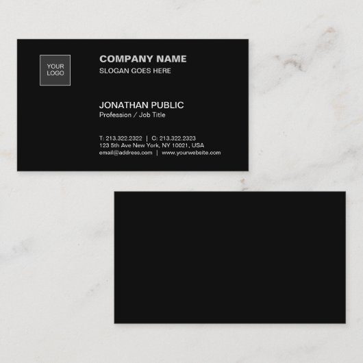 ブラックモダンシンプルプロフェッショナルプレーン企業の 名刺 (正面/裏面)