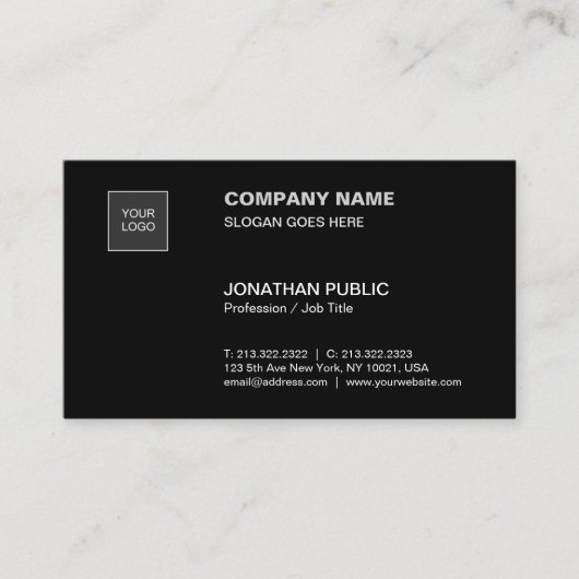 ブラックモダンシンプルプロフェッショナルプレーン企業の 名刺 (正面)