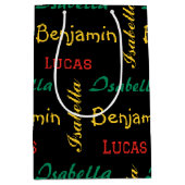 ブラックモダンシンプルユニークタイポグラフィ名前をカスタムする ミディアムペーパーバッグ (正面)