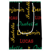 ブラックモダンシンプルユニークタイポグラフィ名前をカスタムする ミディアムペーパーバッグ (裏面)