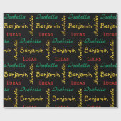 ブラックモダンシンプルユニークタイポグラフィ名前をカスタムする ラッピングペーパー (フラット)