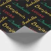 ブラックモダンシンプルユニークタイポグラフィ名前をカスタムする ラッピングペーパー (角)