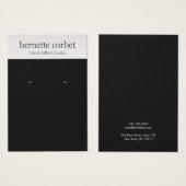 ブラックモダンジュエリーデザイナーイヤリングディスプレイカード (正面&裏面)