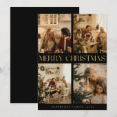 ブラックモダンスタイリッシュメリークリスマスホリデーカード シーズンカード (正面/裏面)