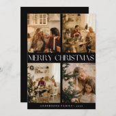 ブラックモダンスタイリッシュメリークリスマスホリデーカード シーズンカード (正面/裏面)