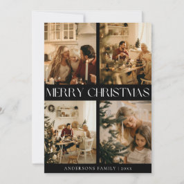 ブラックモダンスタイリッシュメリークリスマスホリデーカード シーズンカード